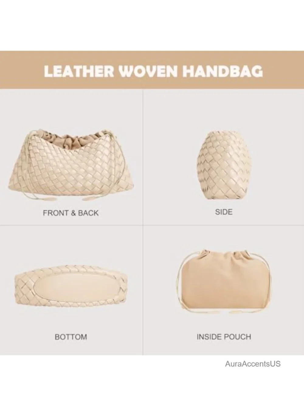 Woven Hobo Handbag Tote Purse Shoulder Bag Faux Leather